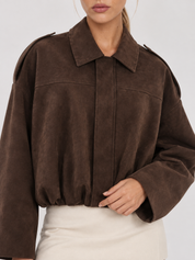 Lara | Suede Bomber Jacket