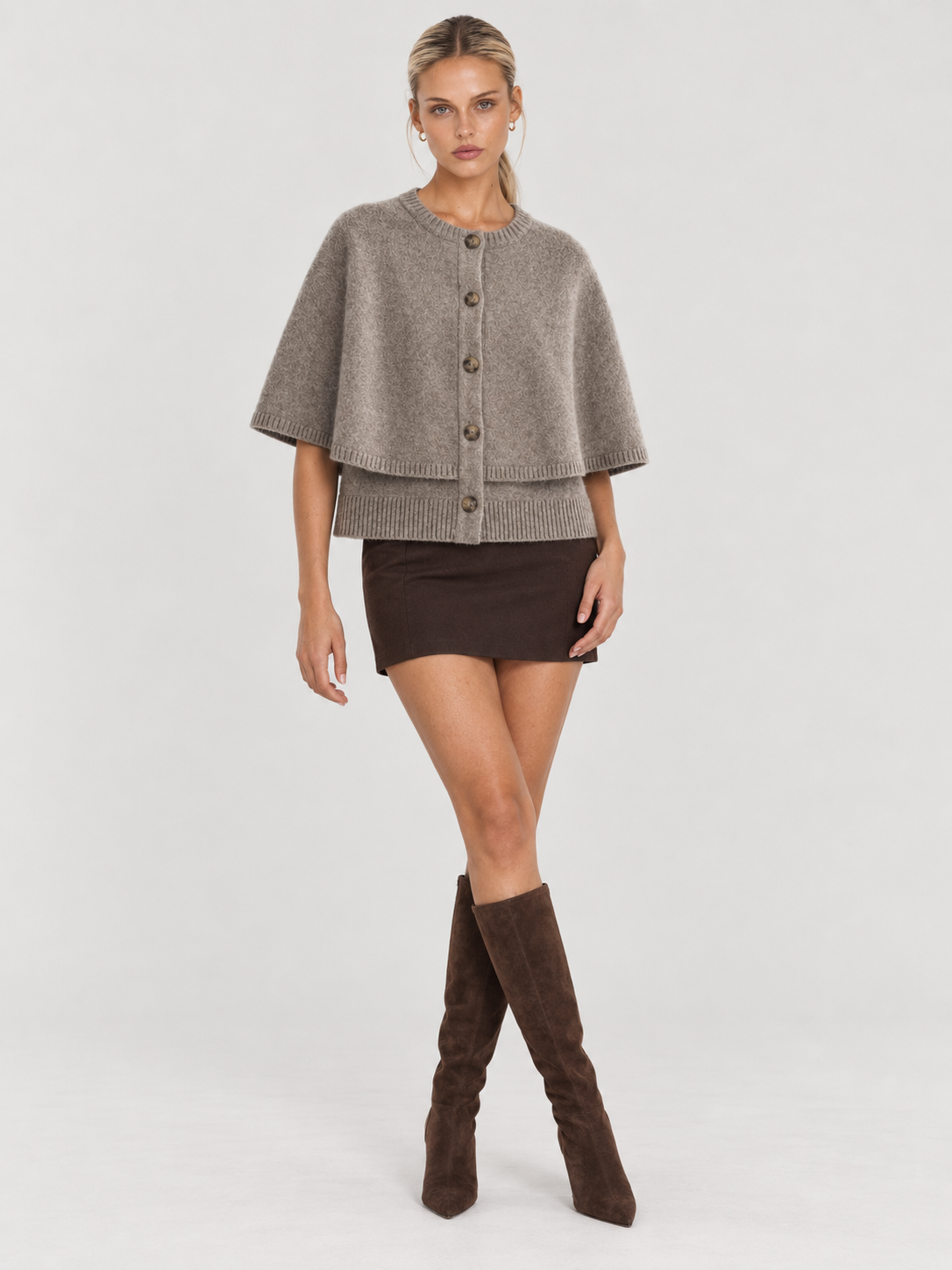 Blake | Wool-Blend Button-Up Cape Sweater