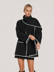 Nellie | Cape Coat with Contrast Trim