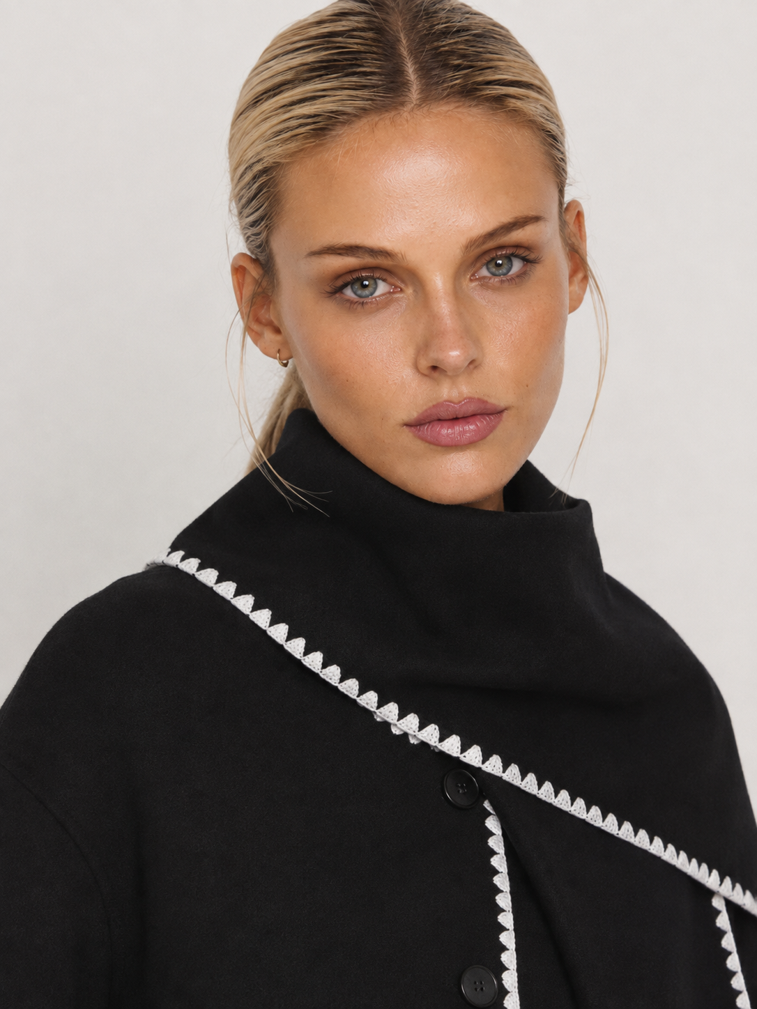 Nellie | Cape Coat with Contrast Trim