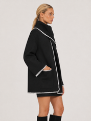 Nellie | Cape Coat with Contrast Trim