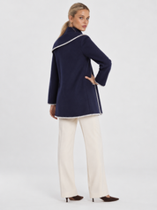 Nellie | Cape Coat with Contrast Trim
