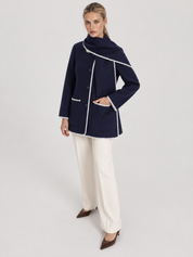Nellie | Cape Coat with Contrast Trim