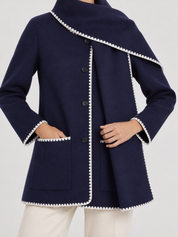 Nellie | Cape Coat with Contrast Trim