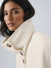 Amaya | Elegant High-Neck Long Coat