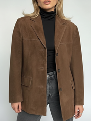 Trench-coat oversize en daim marron pour femme | Clara