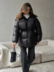 Maggie | Belted Puffer Jacket with High Neck