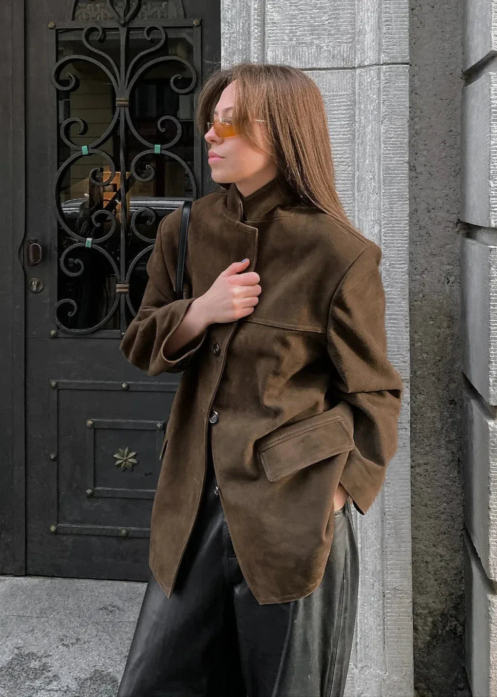 Women's Oversized Brown Suede Trench Coat | Clara