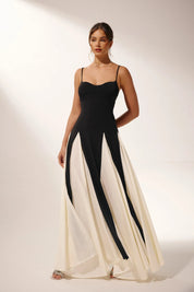 Eclipse | Two-Tone Contrast Maxi Dress