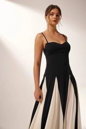 Eclipse | Two-Tone Contrast Maxi Dress