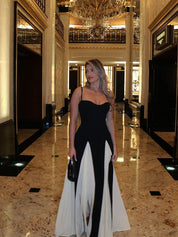Eclipse | Two-Tone Contrast Maxi Dress