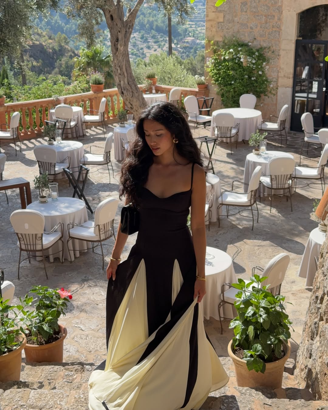 Eclipse | Two-Tone Contrast Maxi Dress