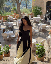 Eclipse | Two-Tone Contrast Maxi Dress
