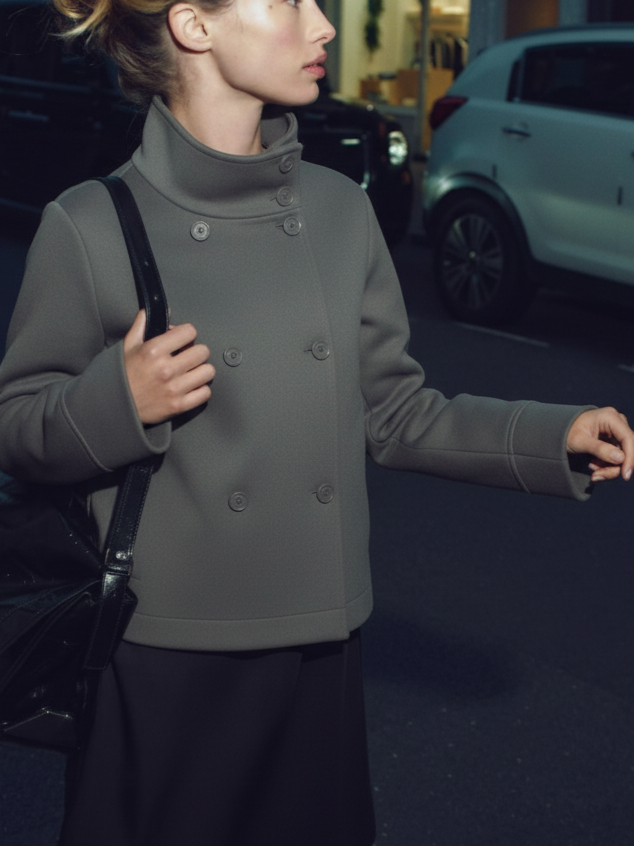 Clara | Manteau court à col montant Blend