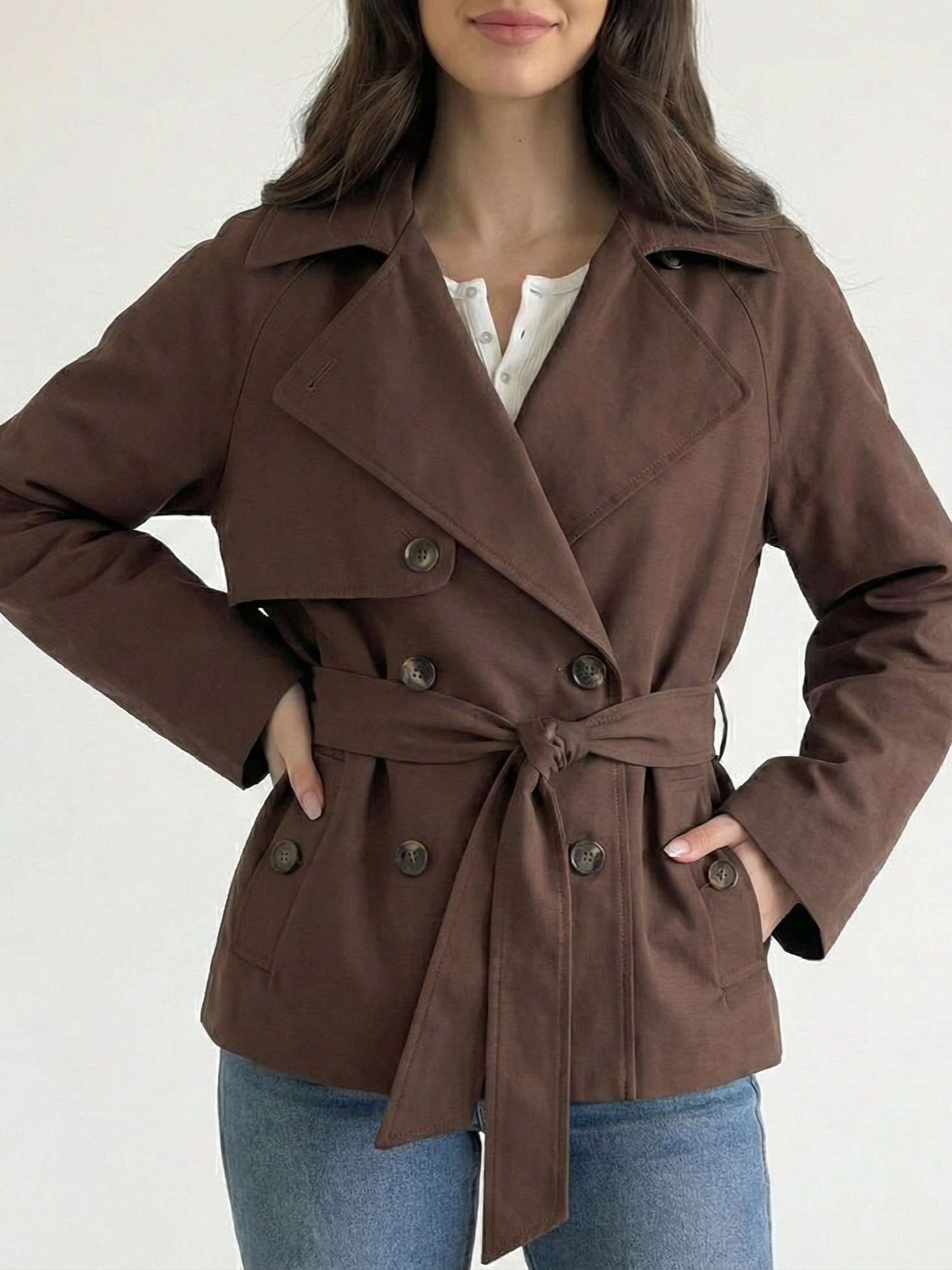 Alicent | Manteau court croisé ceinturé