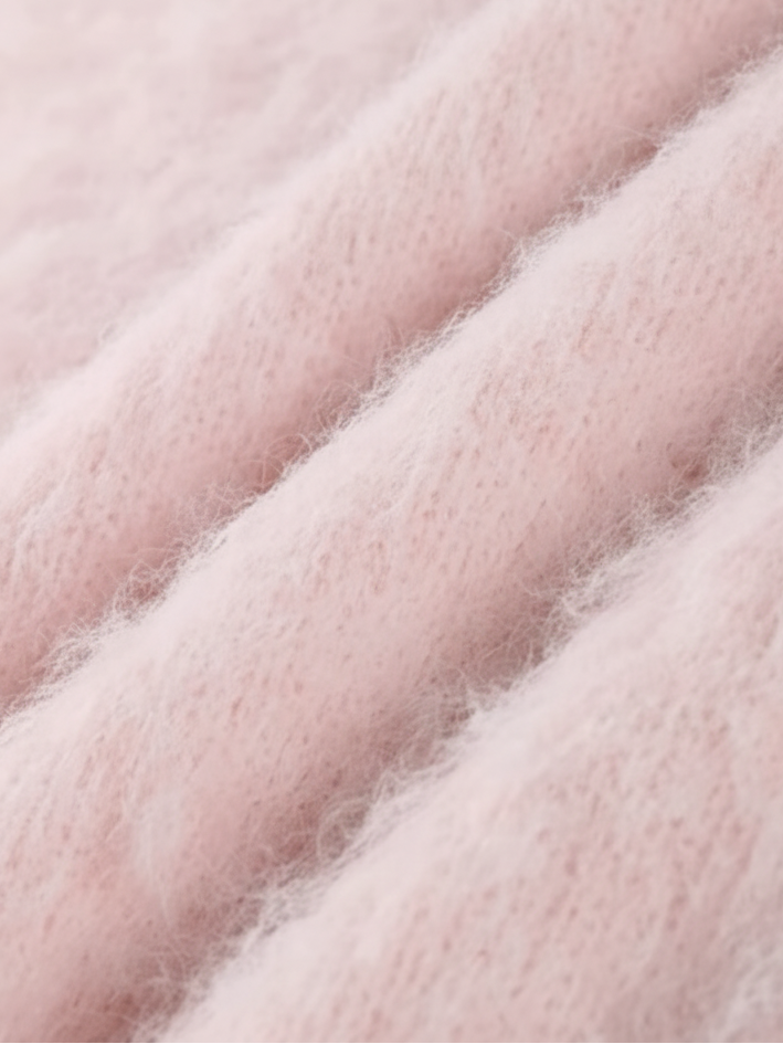 Riley | Soft Pink Fuzzy Knit Jumper