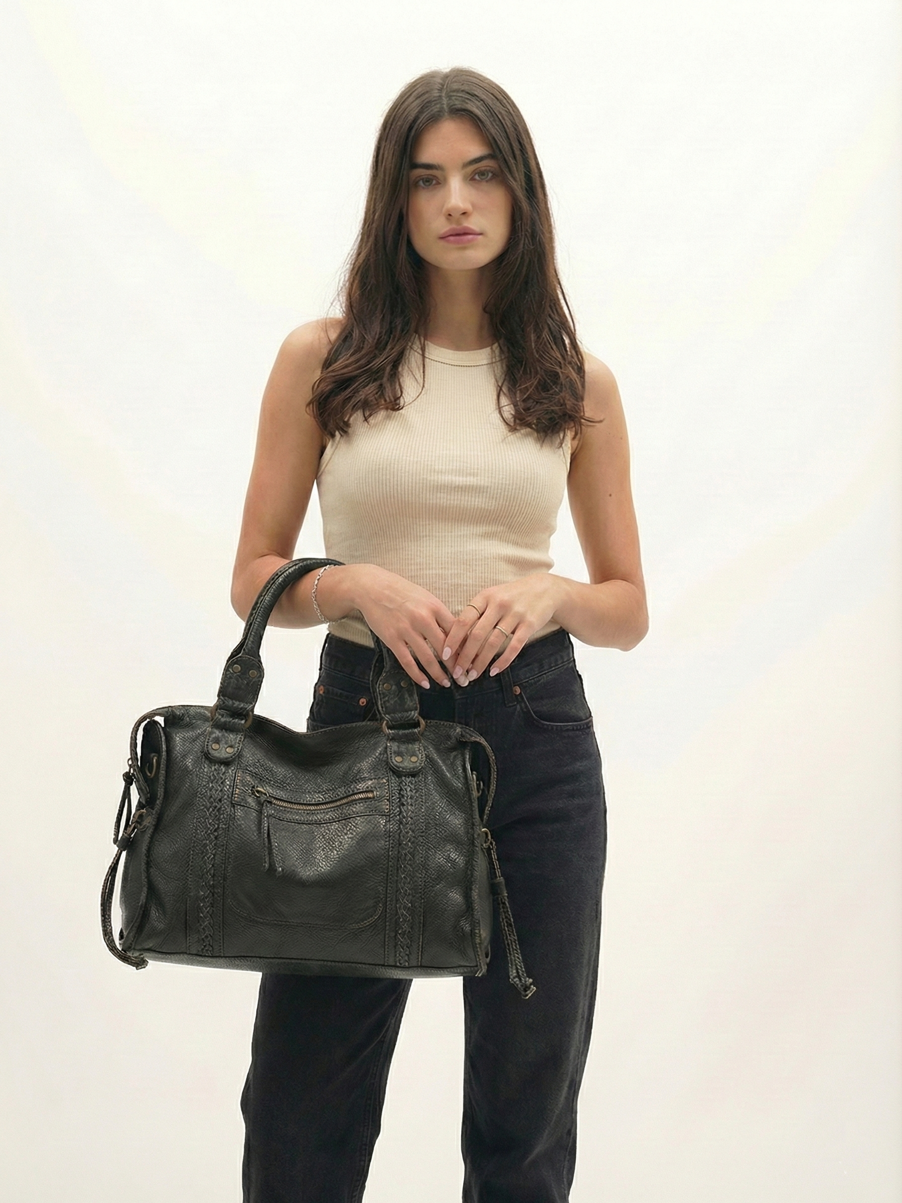 Arabell | Vintage Faux Leather Structured Tote Bag