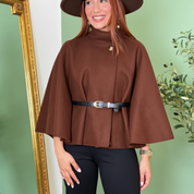Adele | Wool Poncho Belted Cape Coat