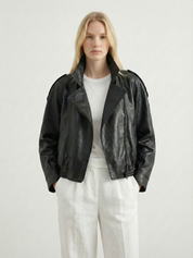 Felicia | Oversized-Kunstlederjacke mit hohem Kragen