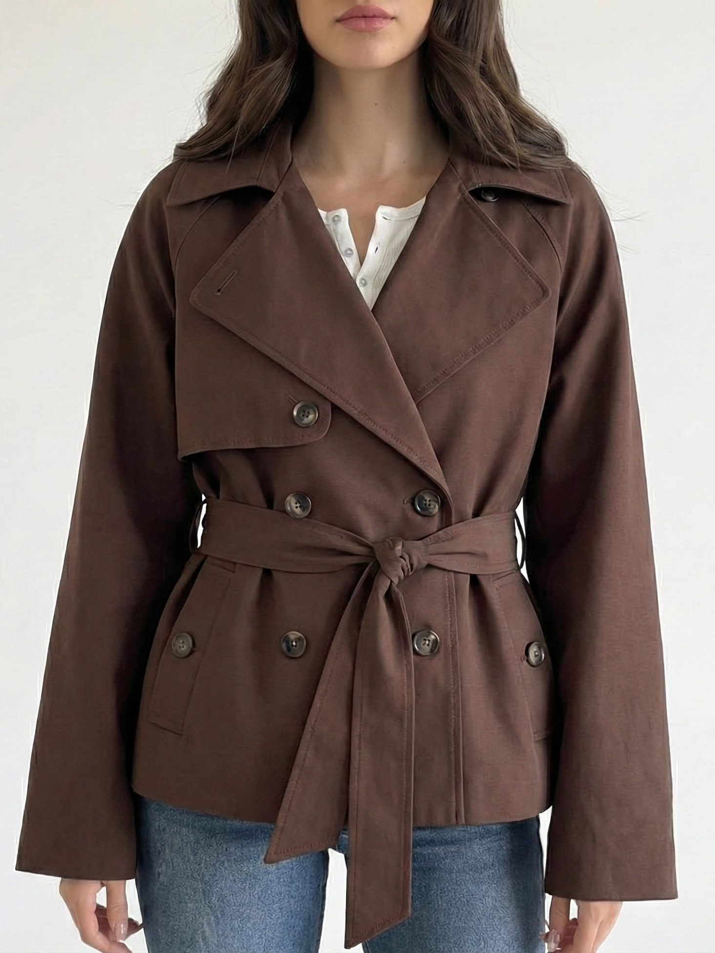 Alicent | Manteau court croisé ceinturé