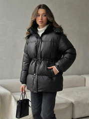 Maggie | Belted Puffer Jacket with High Neck