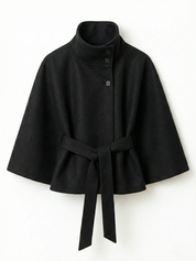Chloe | High-Neck Belted Cape Jacket
