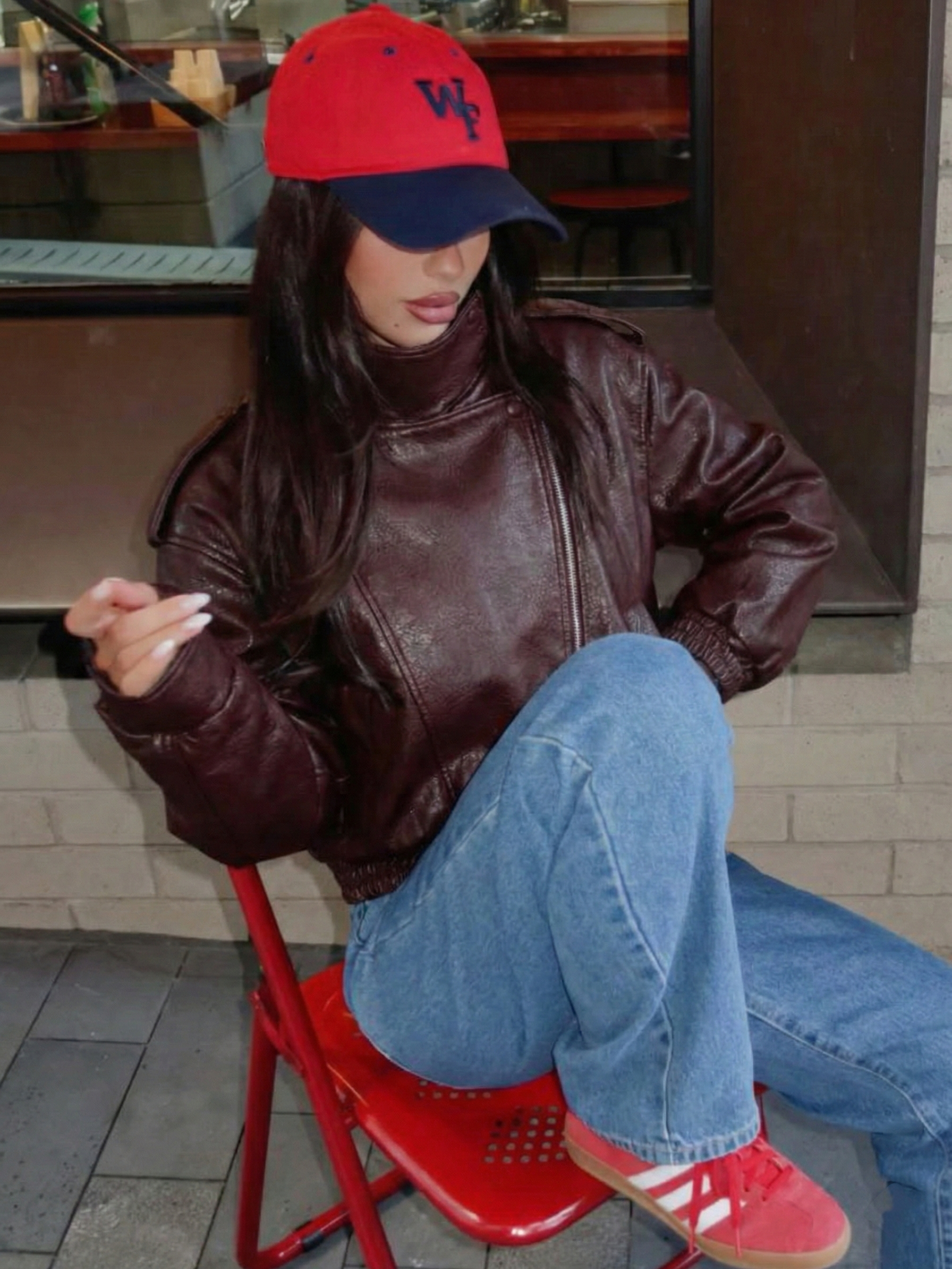 Felicia | Oversized-Kunstlederjacke mit hohem Kragen