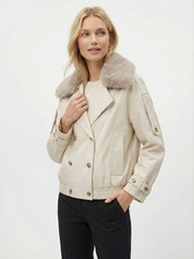 Cameron | Veste courte à col en fausse fourrure
