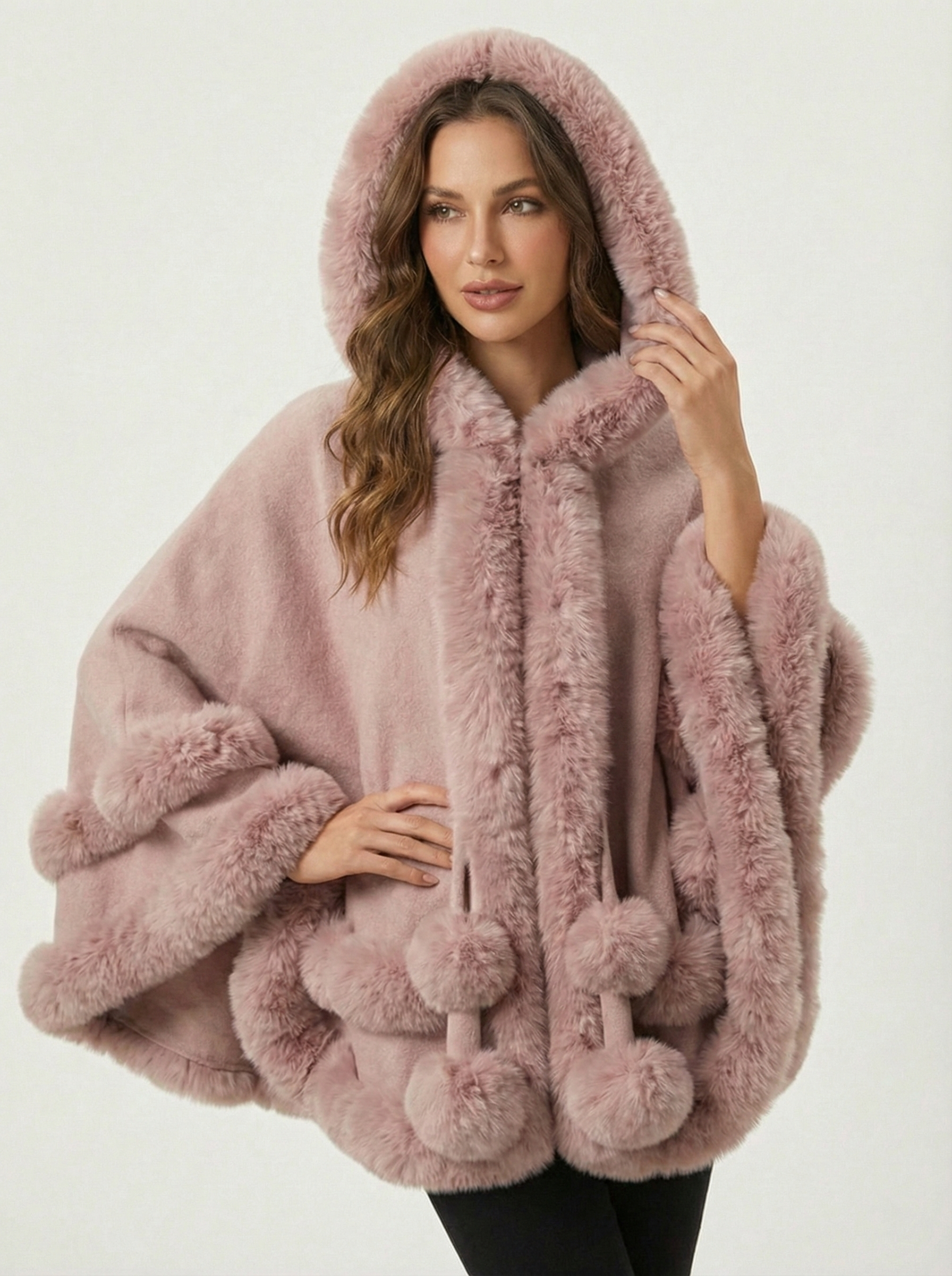 Norvège | Cape d'hiver bordée de fausse fourrure