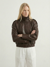 Felicia | Oversized-Kunstlederjacke mit hohem Kragen