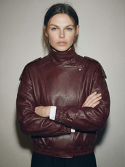 Felicia | Oversized High-Neck Faux Leather Jacket