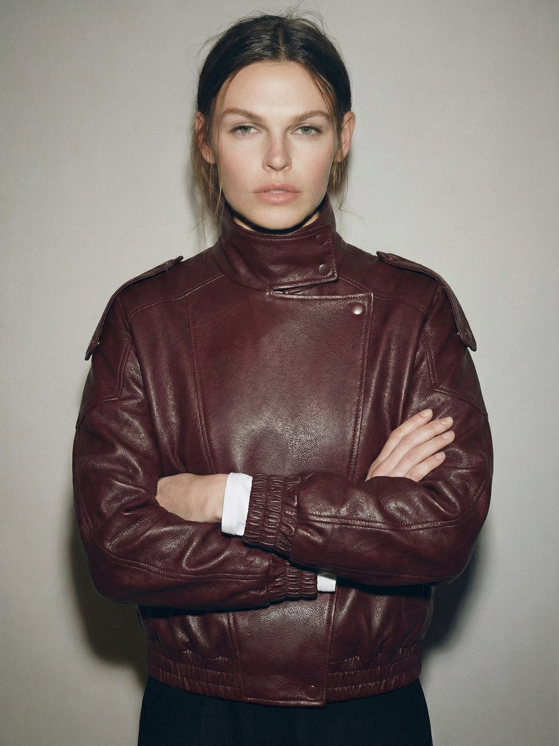 Felicia | Oversized High-Neck Faux Leather Jacket