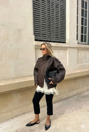 Felicia | Oversized High-Neck Faux Leather Jacket