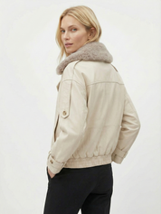 Cameron | Veste courte à col en fausse fourrure