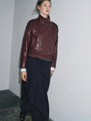 Felicia | Oversized High-Neck Faux Leather Jacket