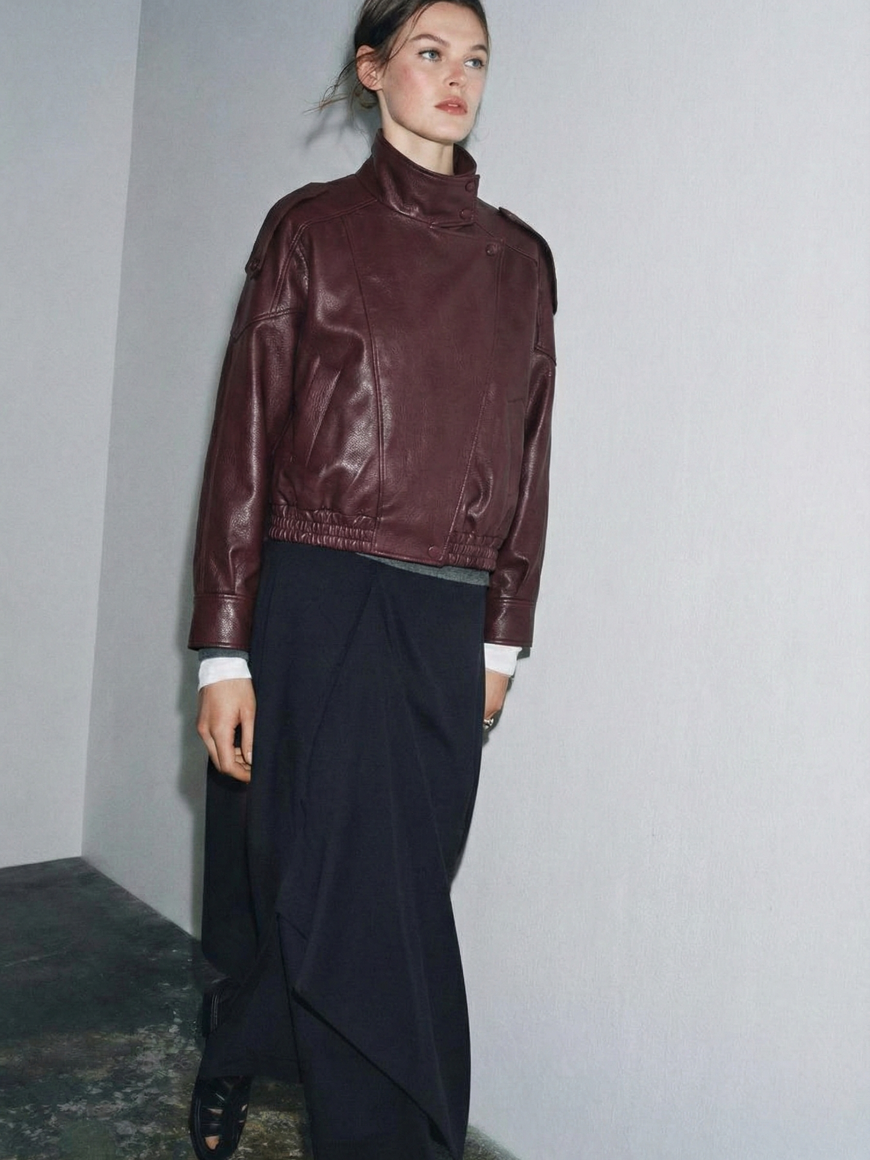 Felicia | Oversized High-Neck Faux Leather Jacket