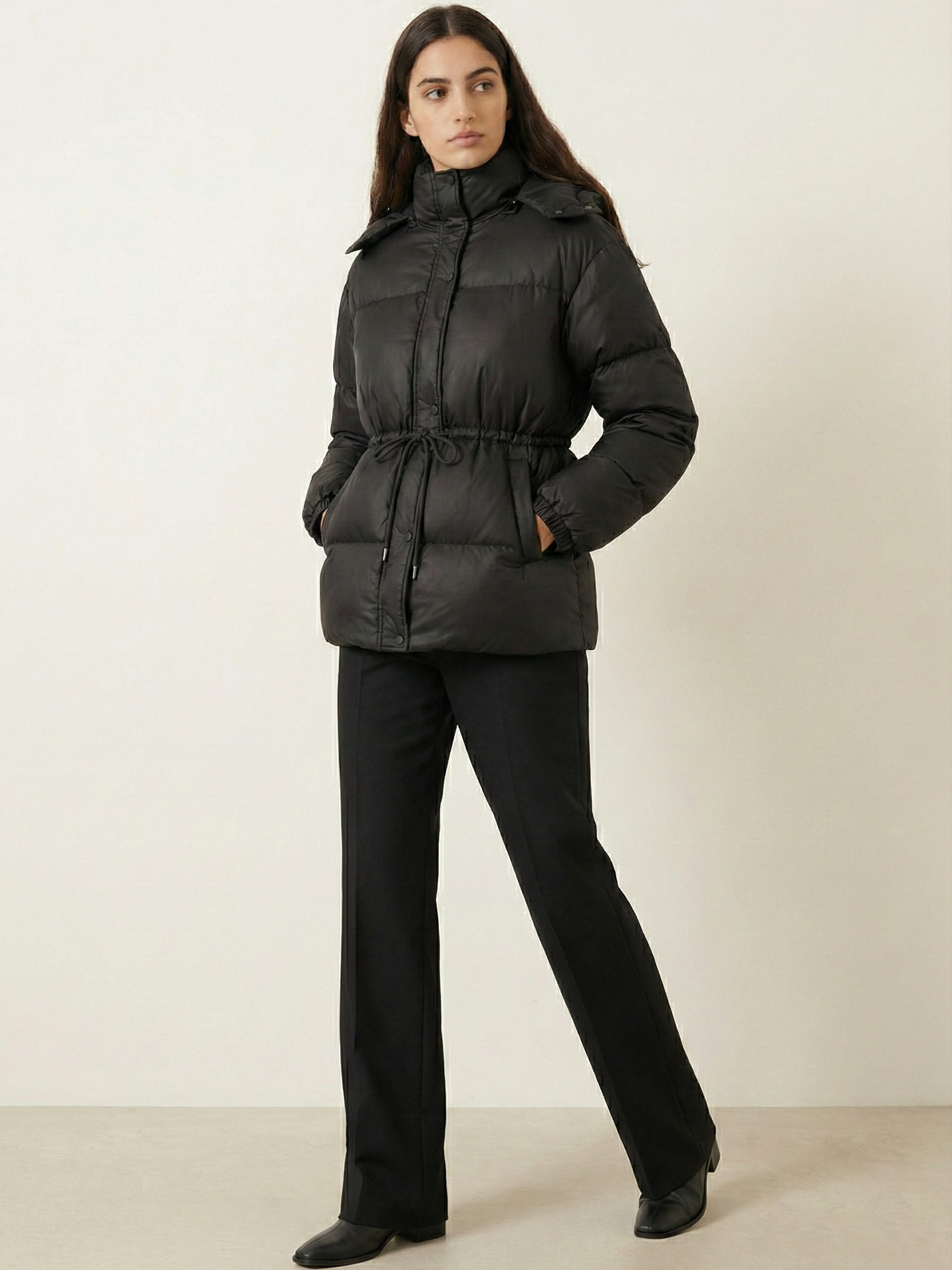Maggie | Belted Puffer Jacket with High Neck