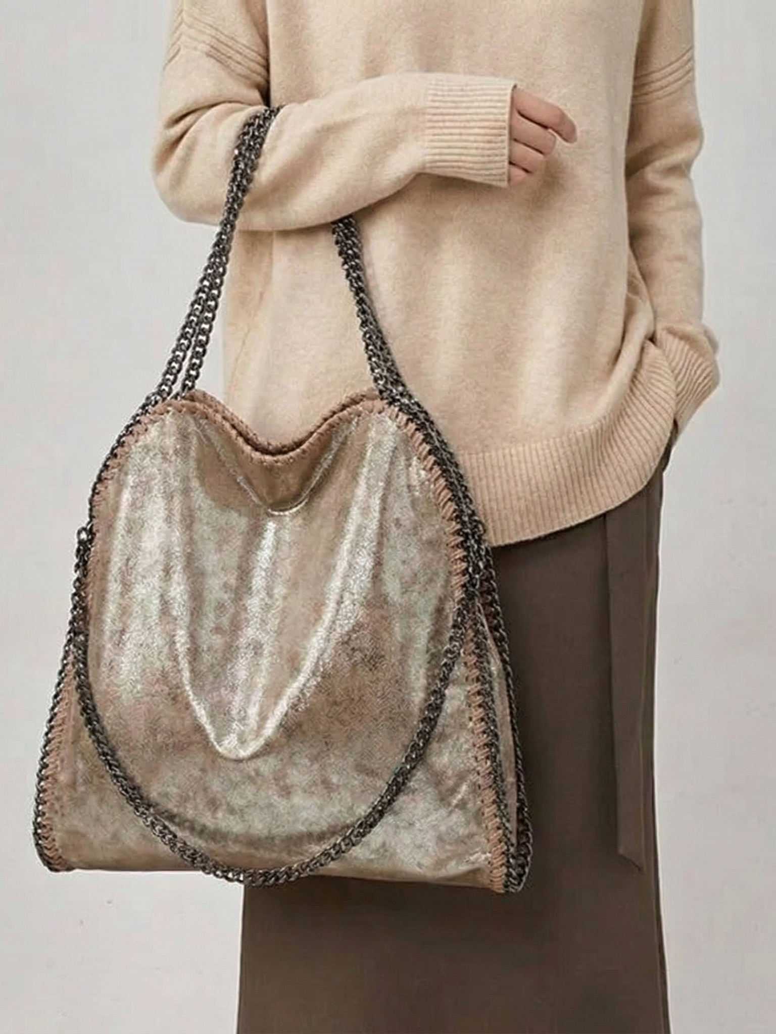 Skyla | Chain Strap Soft Faux Leather Tote Bag