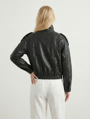 Felicia | Oversized-Kunstlederjacke mit hohem Kragen