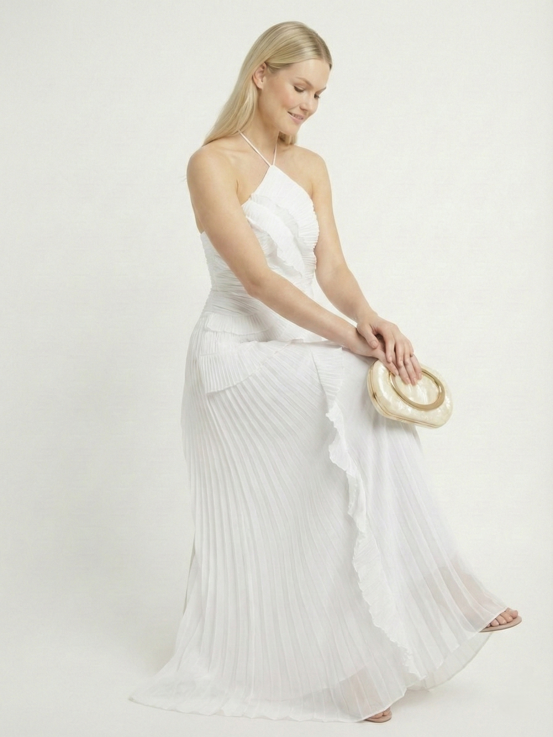 Catherine Ruffle Dress (Free Pearl Clutch) HORUS Catherine Ruffle Dress (Free Pearl Clutch) HORUS