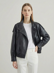 Felicia | Oversized High-Neck Faux Leather Jacket