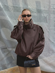 Felicia | Oversized High-Neck Faux Leather Jacket