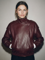 Felicia | Oversized High-Neck Faux Leather Jacket