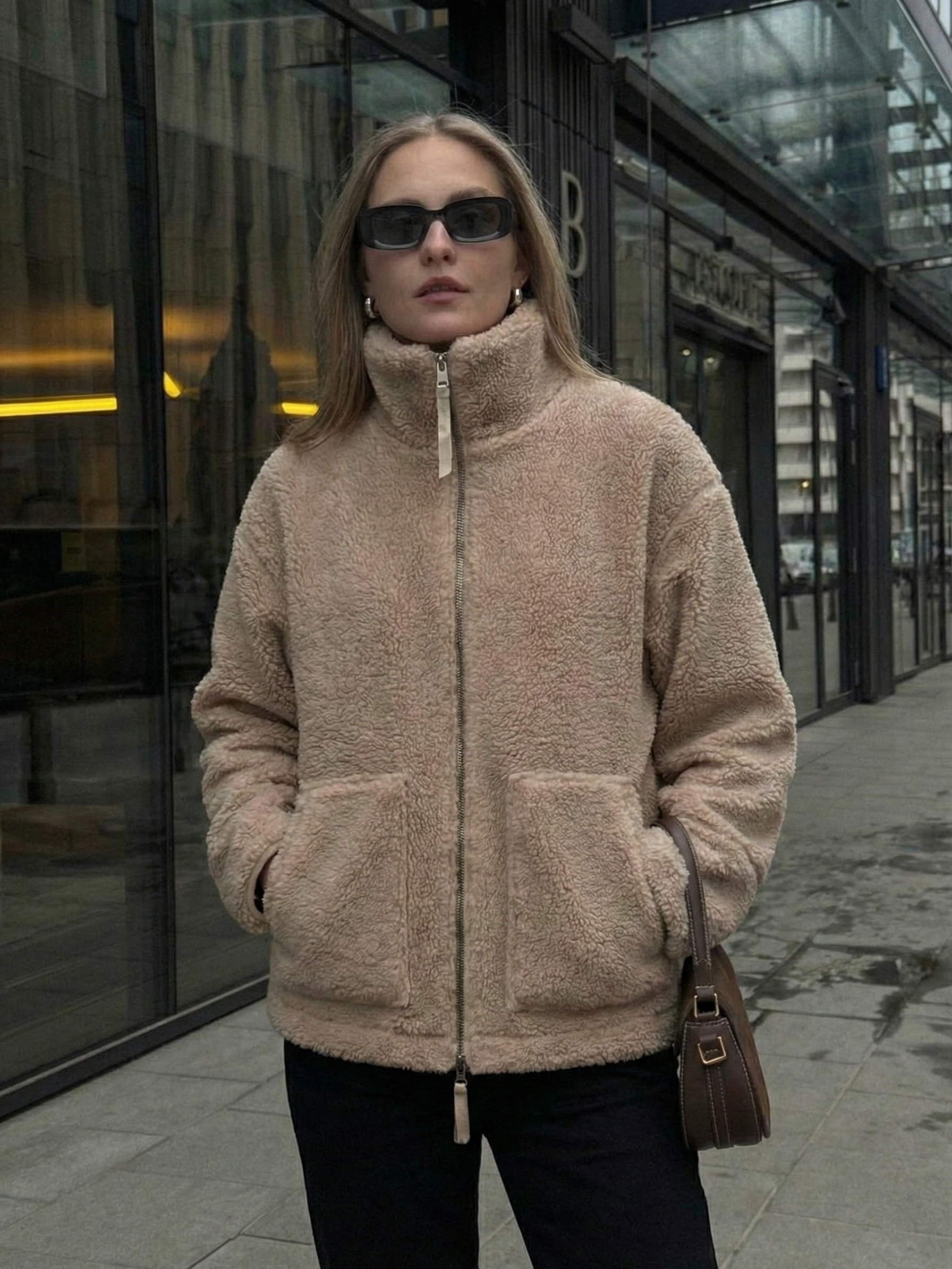 Maddy | Teddy Fleece Zip-Up Waterproof Jacket with High Neck