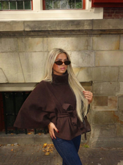 Chloe | High-Neck Belted Cape Jacket