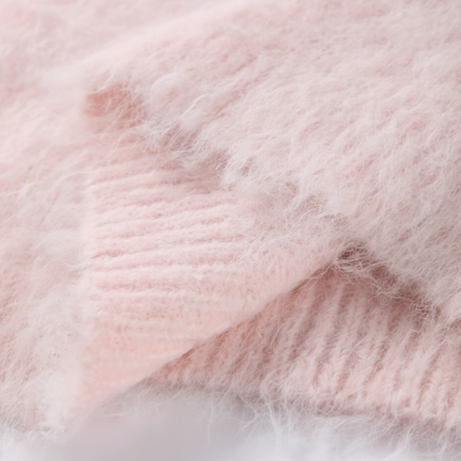 Riley | Soft Pink Fuzzy Knit Jumper