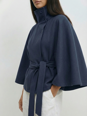 Chloe | High-Neck Belted Cape Jacket