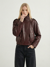 Felicia | Oversized-Kunstlederjacke mit hohem Kragen