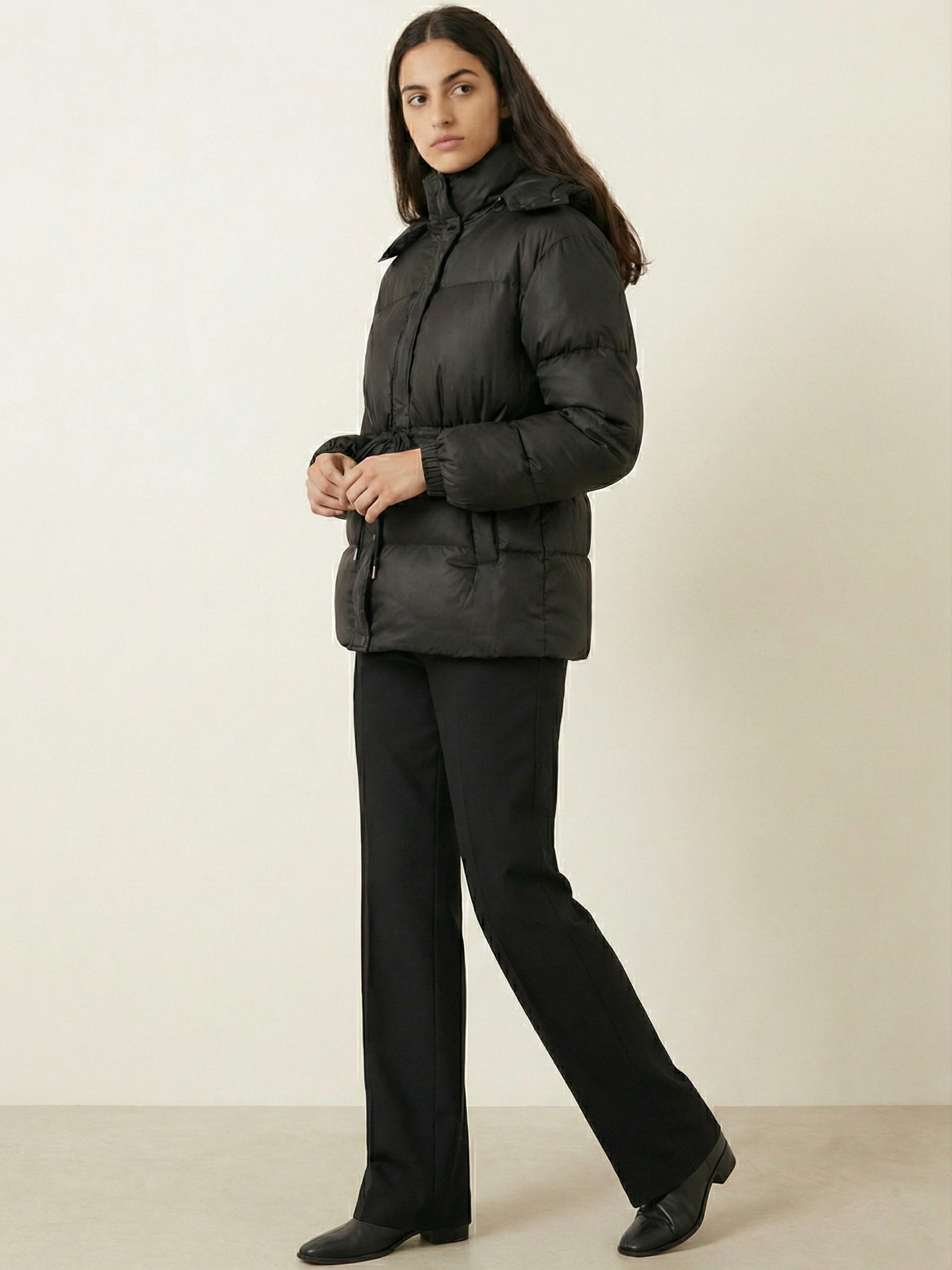 Maggie | Belted Puffer Jacket with High Neck