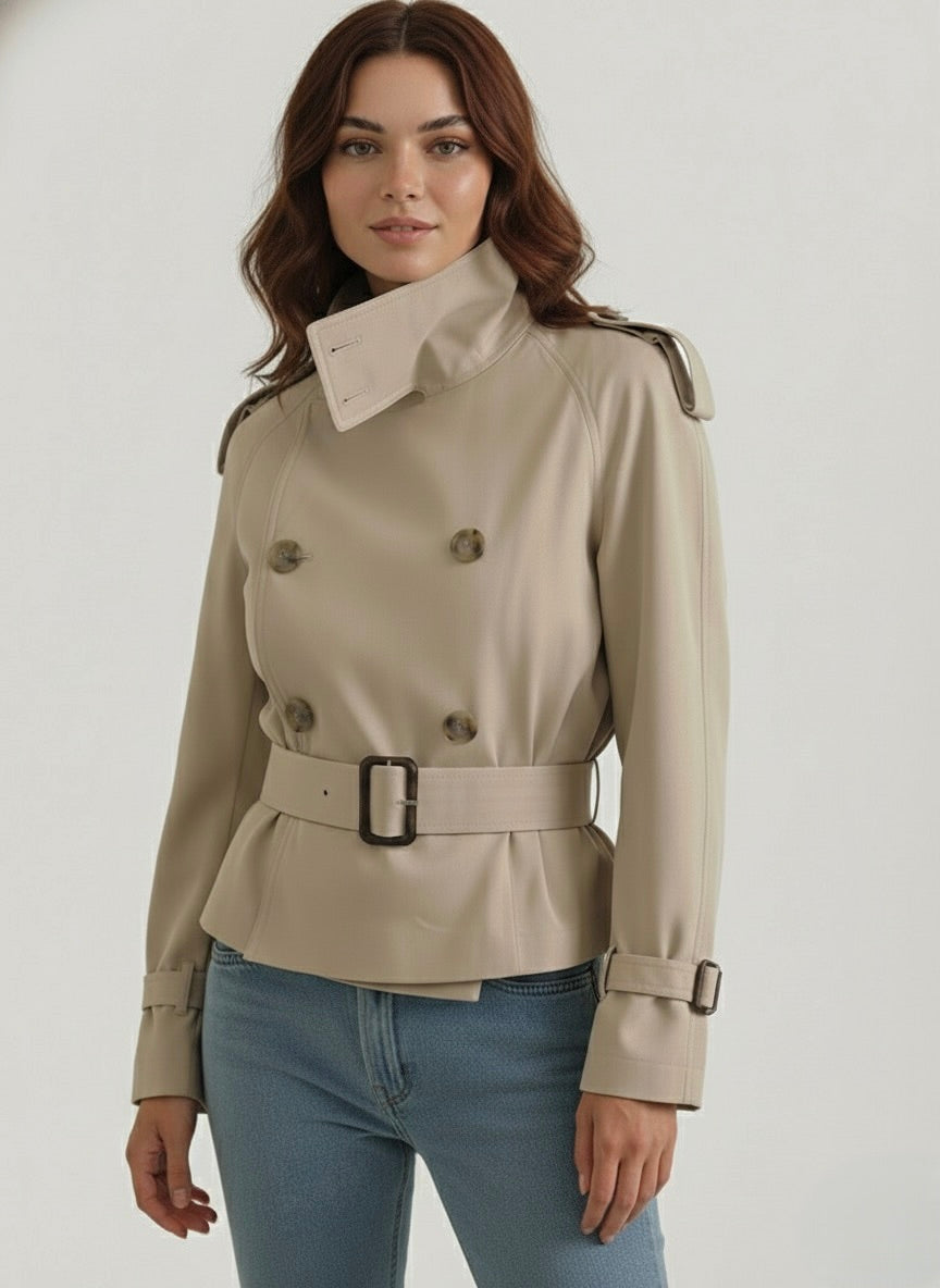 High-Neck Belted Trench Coat | Isabelle